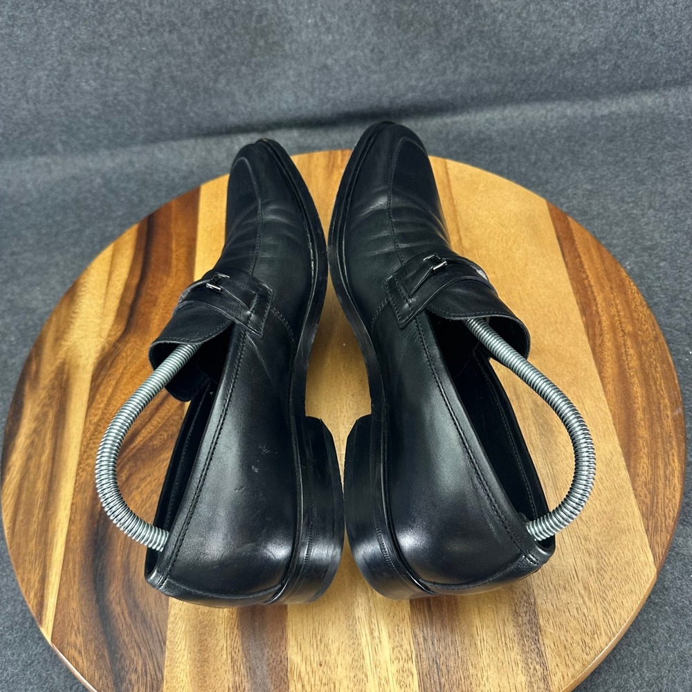 Hugo Boss Mens Black Leather Square Toe Bit Horsebit Loafers Dress Shoes Size 8 - Picture 8 of 12